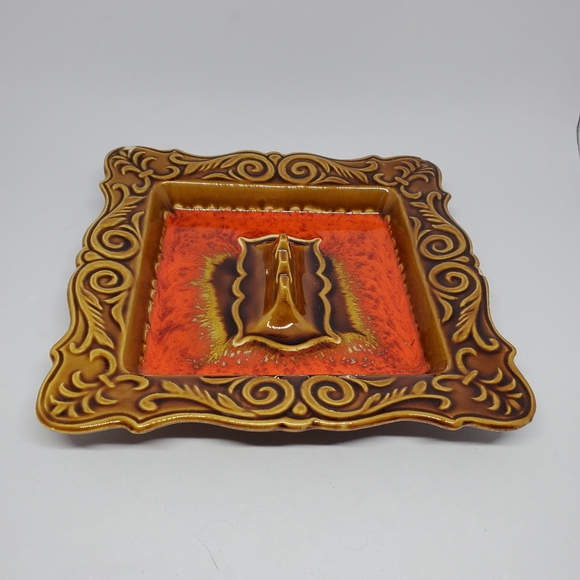 Mid-Century Square Scrollwork Ashtray - Vintage - Picture 2 of 9